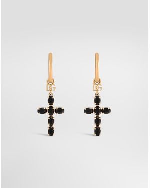 Dolce & Gabbana Earrings With Crystal Rhinestone Crosses - White