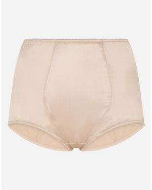 Dolce & Gabbana Stretch-Silk Satin High-Waist Briefs - Natural