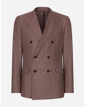 Dolce & Gabbana Giacca Taormina Doppiopetto Misto Lino - Marrone