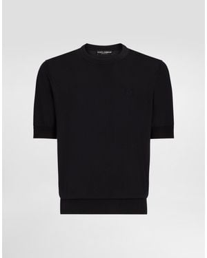 Dolce & Gabbana Dgエンブロイダリー シルク ラウンドネック セーター - ブラック