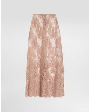 Dolce & Gabbana Chantilly Lace Midi Skirt - Rosa