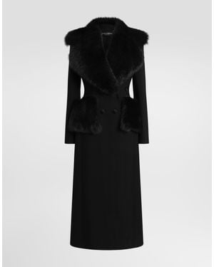 Dolce & Gabbana Abrigo En Gabardina Doble De Lana - Negro