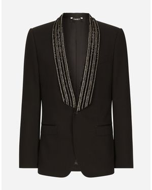 Dolce & Gabbana Single-Breasted Jacket With Embroidered Shawl Collar - Black