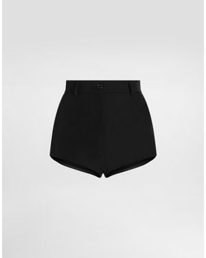 Dolce & Gabbana Wool Gabardine Shorts - Black