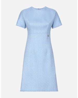 Dolce & Gabbana Rachel Tweed Dress With Dg Logo in Blue | Lyst