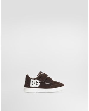 Dolce & Gabbana Dg Original Velour Fabric Trainers - White