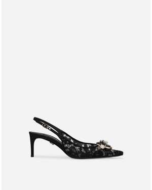 Dolce & Gabbana Lace Slingbacks - White