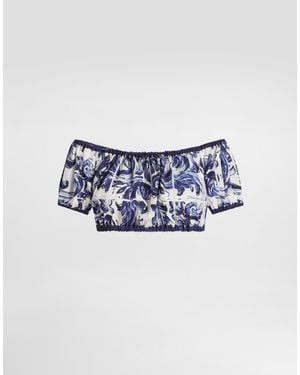 Dolce & Gabbana Dg Exclusive Majolica- Cotton Top - Blue
