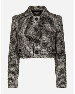 Dolce & Gabbana マイクロツイードウール ショートジャケット - ブラック