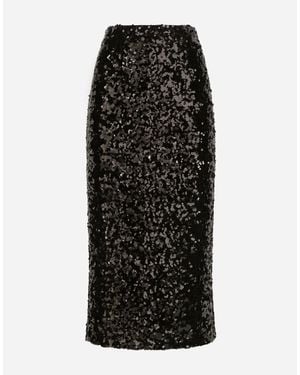 Dolce & Gabbana Sequinned Midi Pencil Skirt - Black