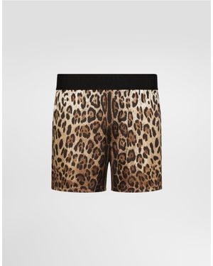 Dolce & Gabbana Leopard- Silk Shorts - Black