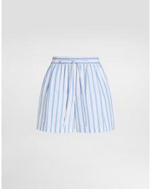 Dolce & Gabbana Striped Poplin Shorts - Blue