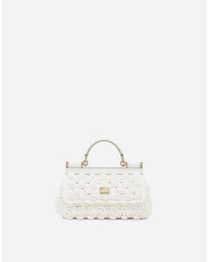 Dolce & Gabbana シシリー バッグ スモール ラフィア クロッシェ - ホワイト