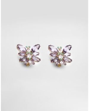 Dolce & Gabbana Butterfly Earrings 18-Carat, Amethysts, Morganites, And Emeralds - メタリック