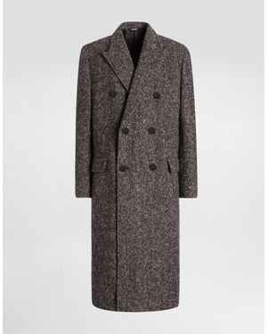 Dolce & Gabbana Cappotto Doppiopetto Spigato - Grigio