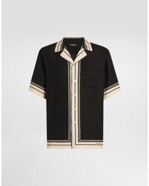 Dolce & Gabbana Logo And Stripe-Print Hawaii Shirt - Negro