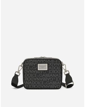 Dolce & Gabbana Coated Jacquard Messenger Bag - Black