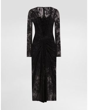 Dolce & Gabbana Floral Lace Dress - Black