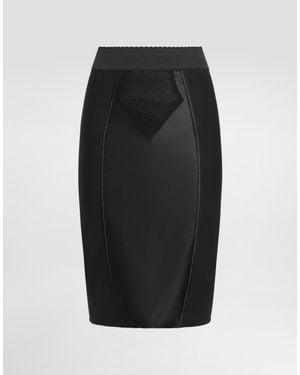 Dolce & Gabbana Lace And Satin Skirt - Black