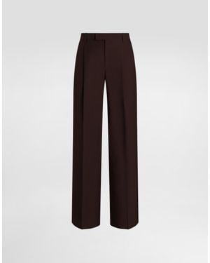 Dolce & Gabbana Silk And Gabardine Pants - Brown