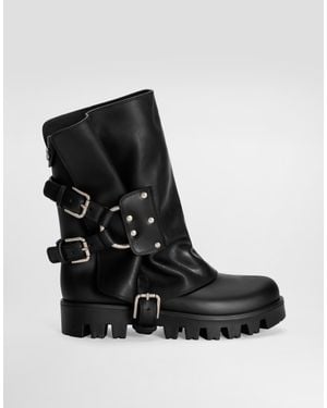 Dolce & Gabbana Rubber And Calfskin Ankle Boots - Black