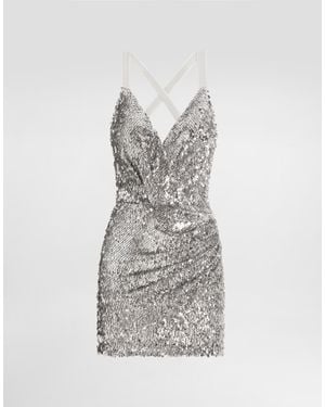 Dolce & Gabbana Sequin Crossover Dress - Metallic