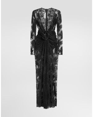 Dolce & Gabbana Lace Dress With Bow - Black