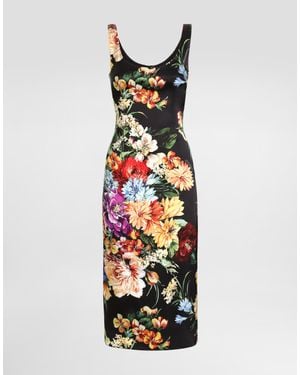 Dolce & Gabbana Flower- Fitted Satin Dress - White