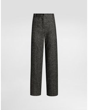 Dolce & Gabbana Stretch Wool Chevron Pants - Gray