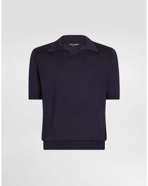 Dolce & Gabbana Polo En Maille De Soie - Bleu