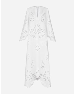 Dolce & Gabbana Long Cotton Caftan With Cut-Out Detailing - White