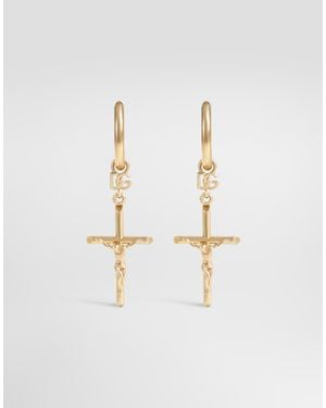Dolce & Gabbana Stud Earrings With Crosses - White