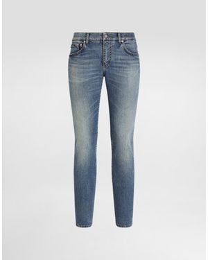 Dolce & Gabbana ロゴプレート ストレッチコットン スキニージーンズ - ブルー