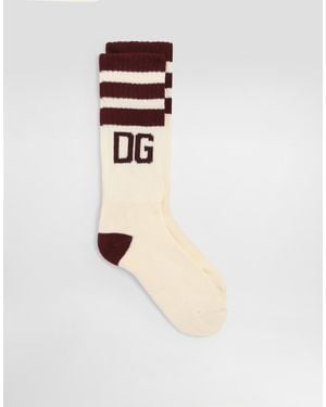 Dolce & Gabbana Short Ribbed Cotton Socks - White