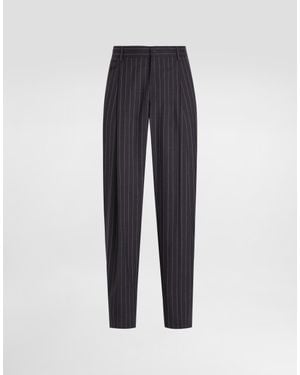 Dolce & Gabbana Pinstripe Virgin Wool Trousers - Blau