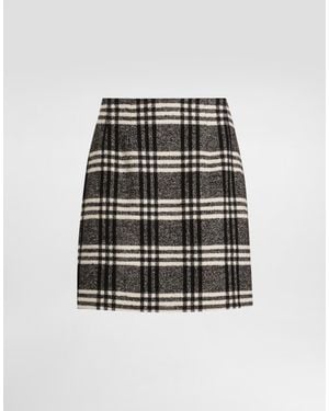 Dolce & Gabbana Wool Blend Check Skirt - Black