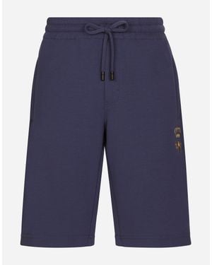 Dolce & Gabbana ジョギングバミューダパンツ ジャージー エンブロイダリー - ブルー