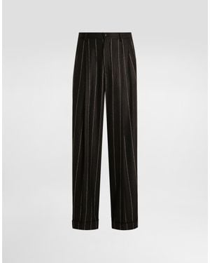Dolce & Gabbana Pinstriped Flannel Pants - Black