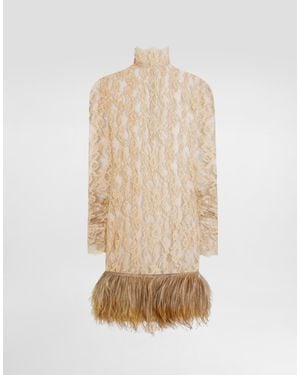 Dolce & Gabbana Floral Chantilly Lace Dress - Natural