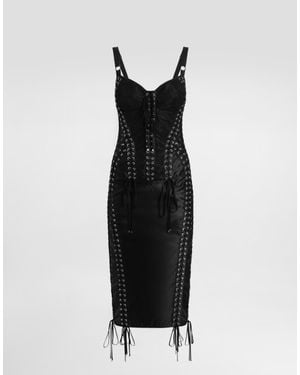 Dolce & Gabbana Longuettekleid Mit Korsettdetails - Schwarz