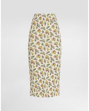 Dolce & Gabbana Small Floral-Print Skirt - Metallic