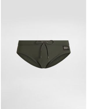 Dolce & Gabbana High-Rise Swim Briefs - Grey