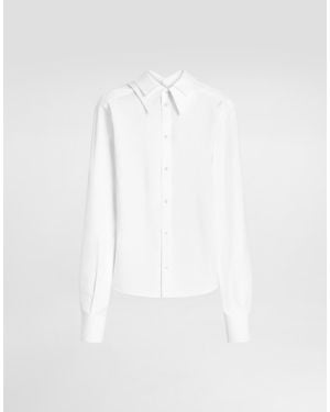 Dolce & Gabbana Camisa En Popelina De Algodón - Blanco