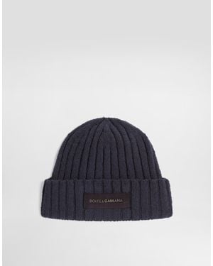 Dolce & Gabbana Rippstrickmütze - Blau