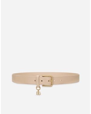 Dolce & Gabbana Ceinture En Cuir À Breloque Logo - Neutre