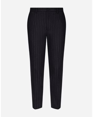 Dolce & Gabbana Tailored Pinstripe Flannel Trousers - Blue