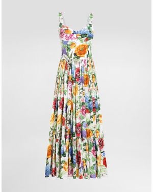 Dolce & Gabbana Long Floral- Corset Dress - White