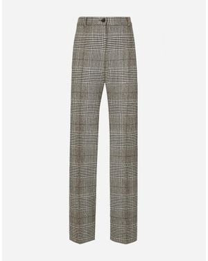 Dolce & Gabbana Flared Glen Plaid Pants - Gray