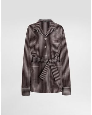 Dolce & Gabbana Striped Poplin Vanity Shirt - Brown