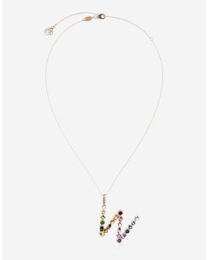 Dolce & Gabbana Pendente W Alphabet Con Gemme - Bianco